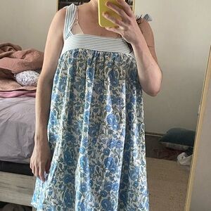 Floral Blue and White Dress